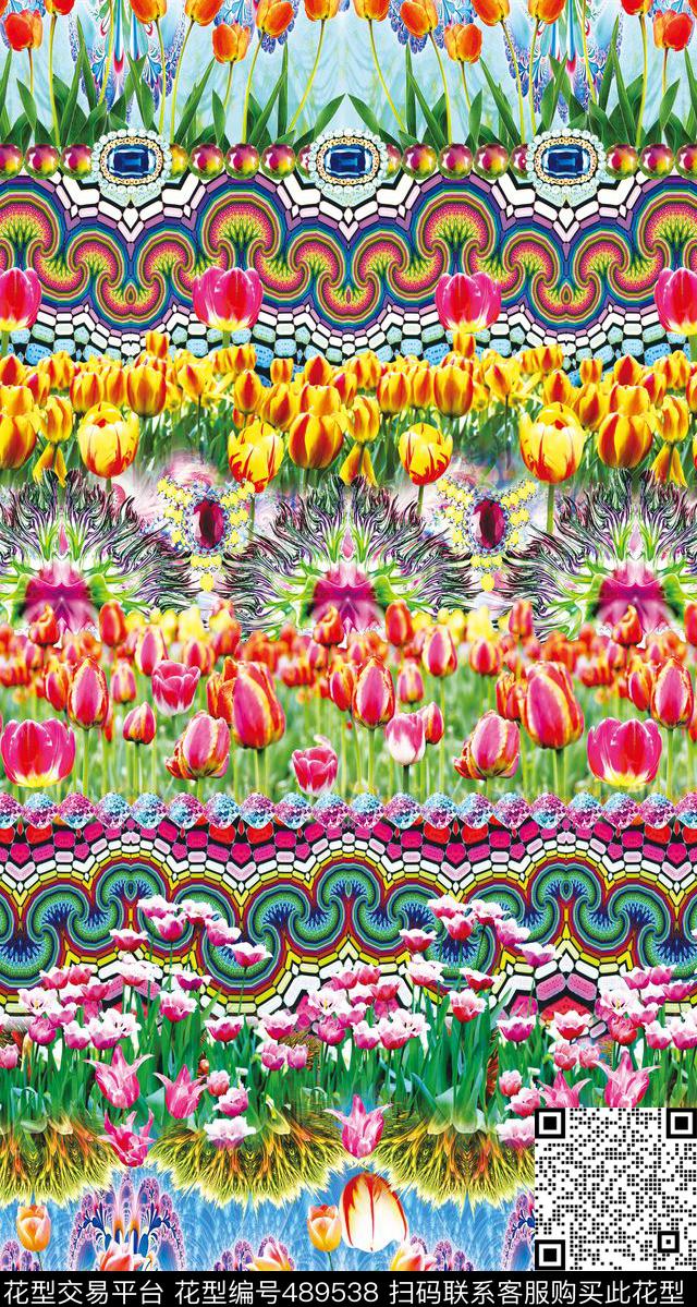 原创民族花卉数码印花华亿平台下载（图片编号: 489538） - 瓦栏（Walan）