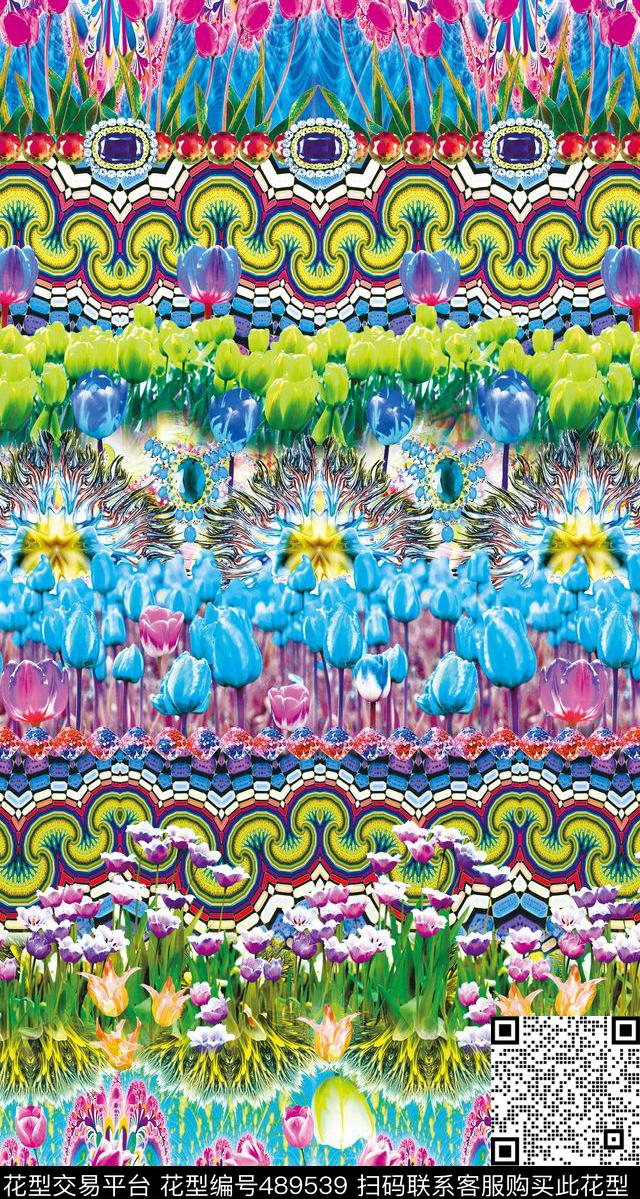 原创民族花卉数码印花华亿平台下载（图片编号: 489539） - 瓦栏（Walan）