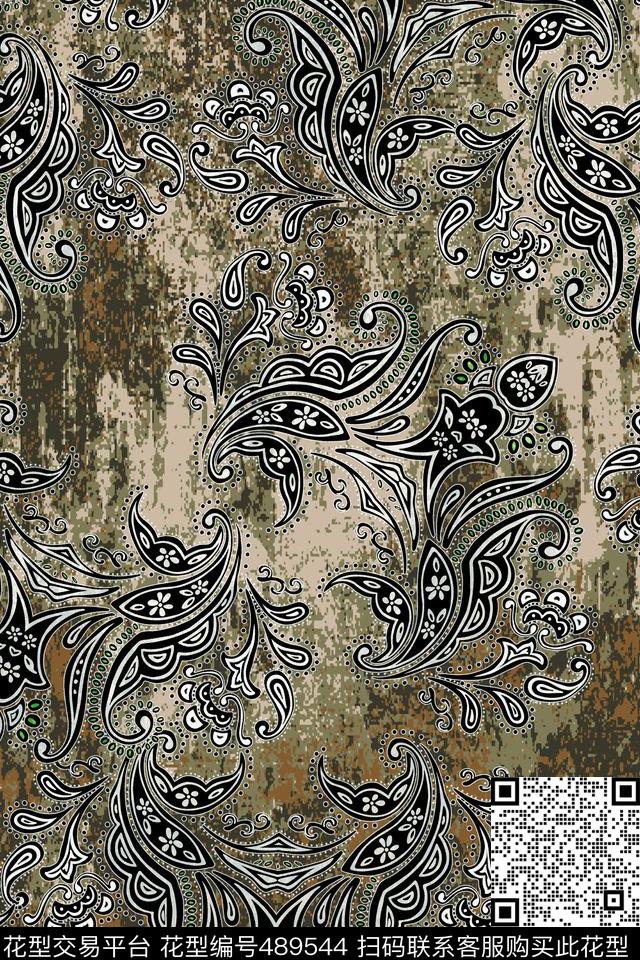 大牌复古花纹数码印花华亿平台下载（图片编号: 489544） - 瓦栏（Walan）