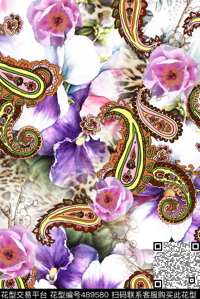 复古佩斯里豹纹数码印花华亿平台下载（图片编号: 489580） - 瓦栏（Walan）