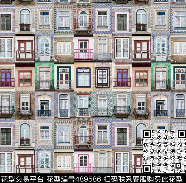 复古时尚流行窗户数码印花华亿平台下载（图片编号: 489586） - 瓦栏（Walan）
