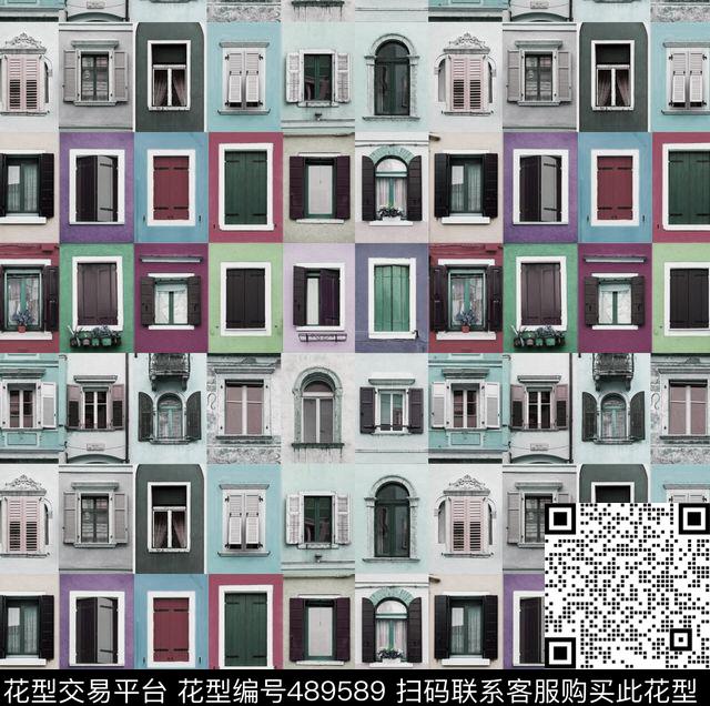 时尚复古窗户数码印花华亿平台下载（图片编号: 489589） - 瓦栏（Walan）
