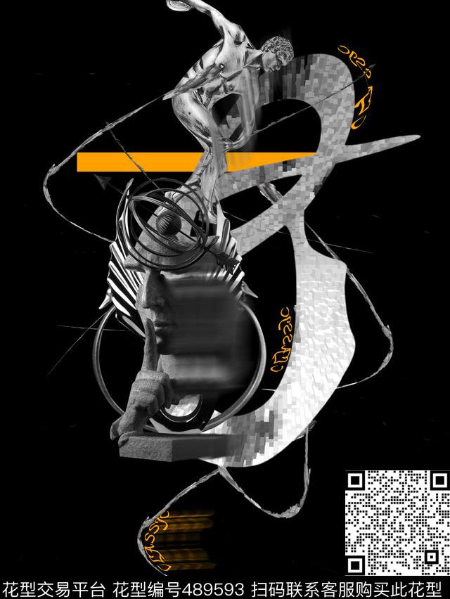 超前时尚力感扭曲雕像数码印花华亿平台下载（图片编号: 489593） - 瓦栏（Walan）
