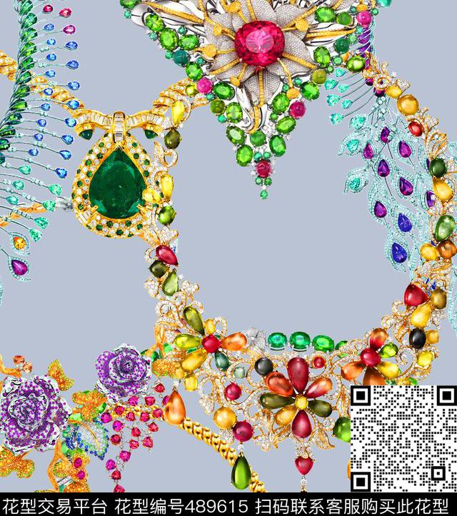 MAX-珠宝花卉流行时尚欧美数码印花华亿平台下载（图片编号: 489615） - 瓦栏（Walan）