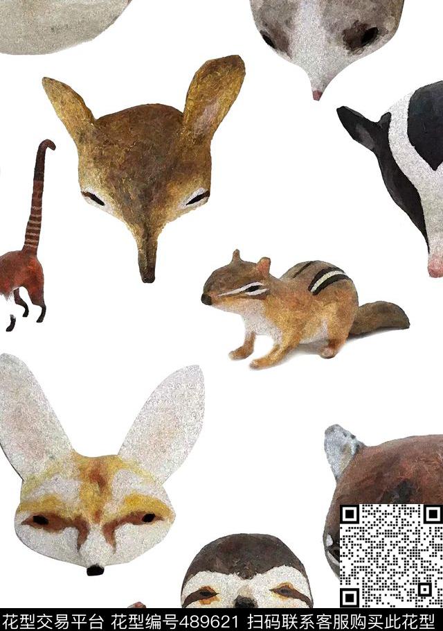 雕绘动物水彩数码印花华亿平台下载（图片编号: 489621） - 瓦栏（Walan）