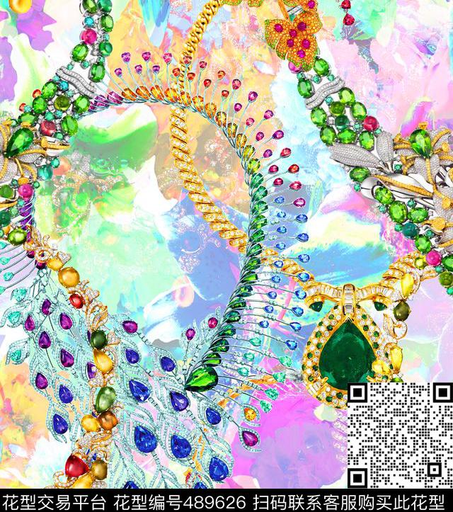 MAX-珠宝花卉流行时尚幻彩底纹珠宝宝石数码印花华亿平台下载（图片编号: 489626） - 瓦栏（Walan）