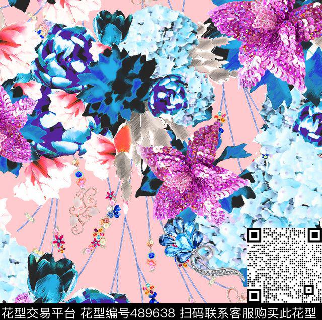 MAX-珠宝花卉流行时尚欧美数码印花华亿平台下载（图片编号: 489638） - 瓦栏（Walan）