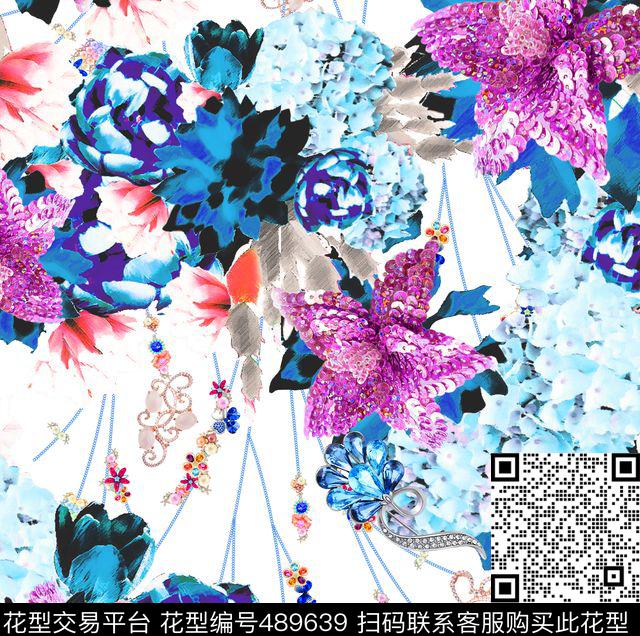MAX-珠宝花卉流行时尚欧美数码印花华亿平台下载（图片编号: 489639） - 瓦栏（Walan）