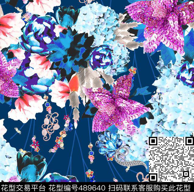 MAX-珠宝花卉流行时尚欧美数码印花华亿平台下载（图片编号: 489640） - 瓦栏（Walan）