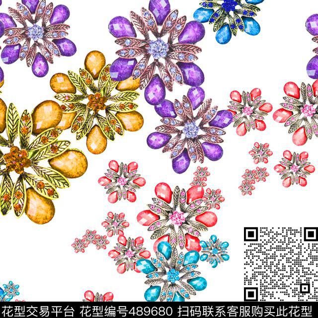 MAX-珠宝花卉流行时尚珠宝宝石数码印花华亿平台下载（图片编号: 489680） - 瓦栏（Walan）