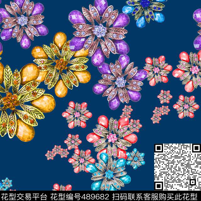 MAX-珠宝花卉流行时尚珠宝宝石数码印花华亿平台下载（图片编号: 489682） - 瓦栏（Walan）