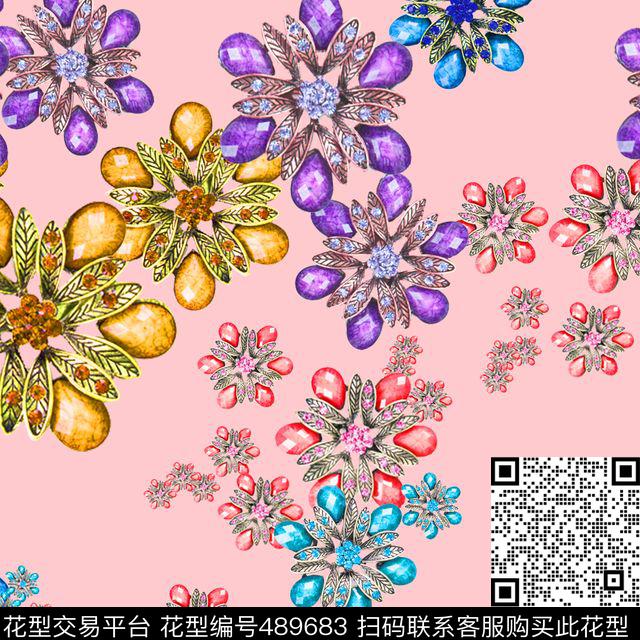 MAX-珠宝花卉流行时尚珠宝宝石数码印花华亿平台下载（图片编号: 489683） - 瓦栏（Walan）