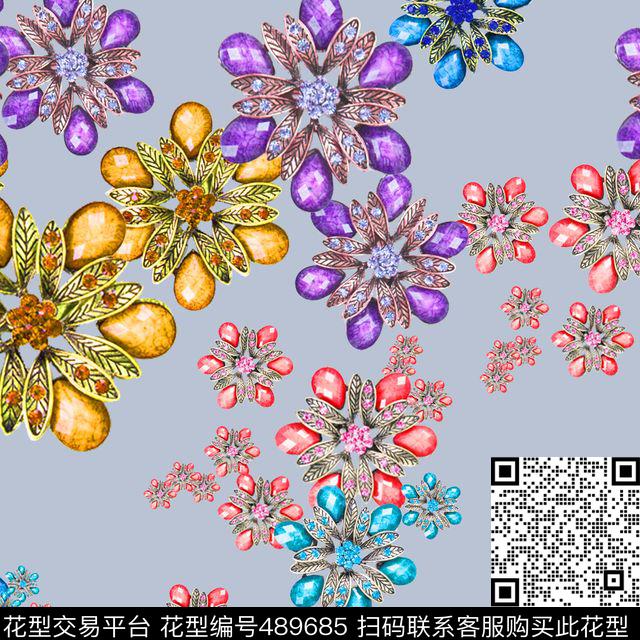 MAX-珠宝花卉流行时尚珠宝宝石数码印花华亿平台下载（图片编号: 489685） - 瓦栏（Walan）