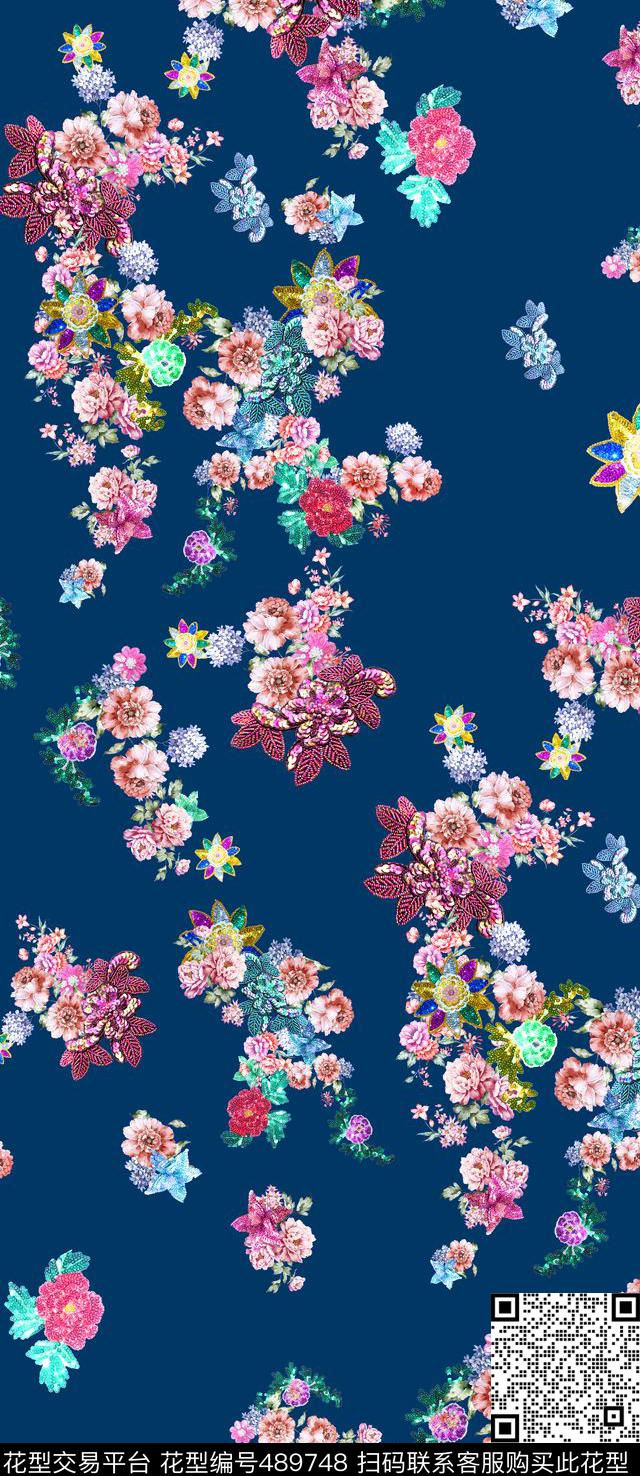 MAX-珠宝花卉流行时尚欧美数码印花华亿平台下载（图片编号: 489748） - 瓦栏（Walan）