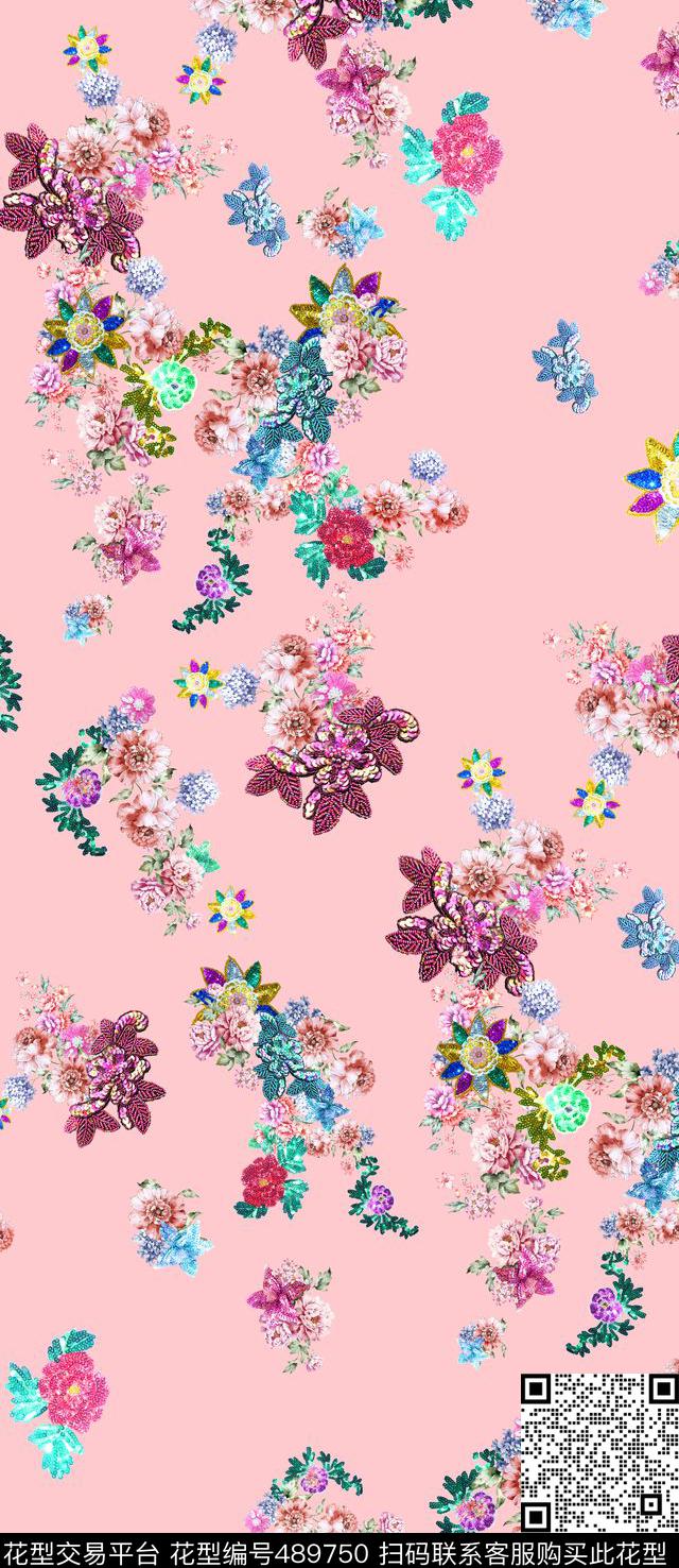 MAX-珠宝花卉流行时尚欧美数码印花华亿平台下载（图片编号: 489750） - 瓦栏（Walan）