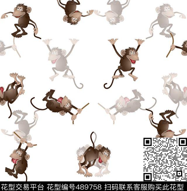 卡通猴子动物传统印花华亿平台下载（图片编号: 489758） - 瓦栏（Walan）