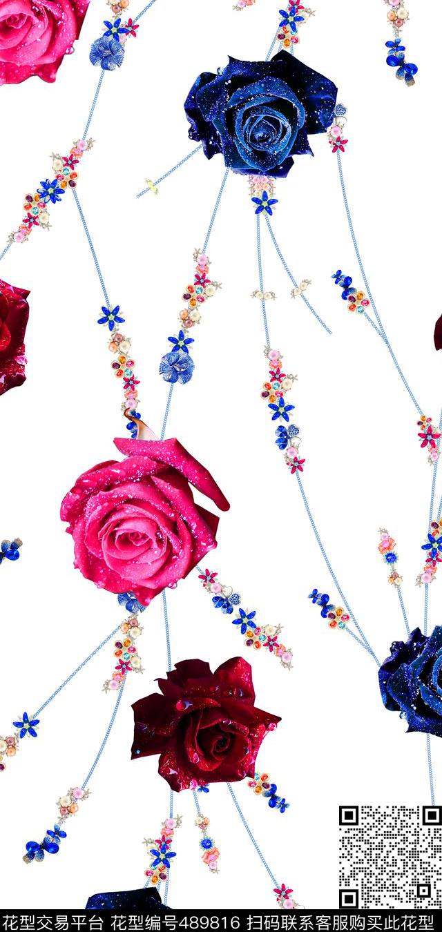 MAX-珠宝花卉流行时尚欧美数码印花华亿平台下载（图片编号: 489816） - 瓦栏（Walan）