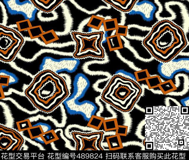 几何线条格子数码印花华亿平台下载（图片编号: 489824） - 瓦栏（Walan）