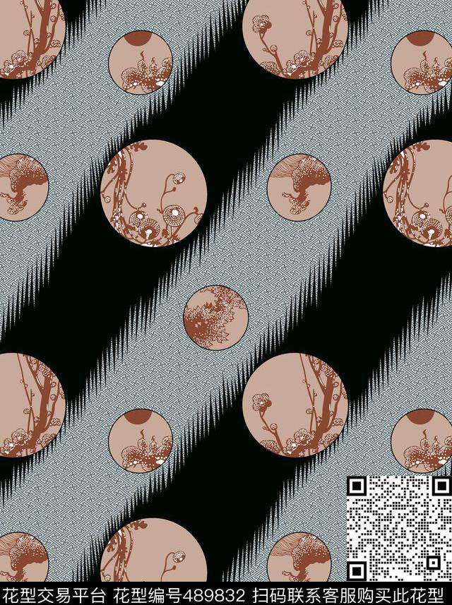 几何线条格子数码印花华亿平台下载（图片编号: 489832） - 瓦栏（Walan）