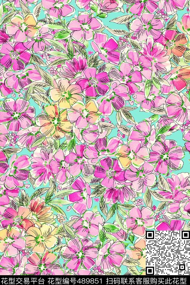 花田园乡村数码印花华亿平台下载（图片编号: 489851） - 瓦栏（Walan）