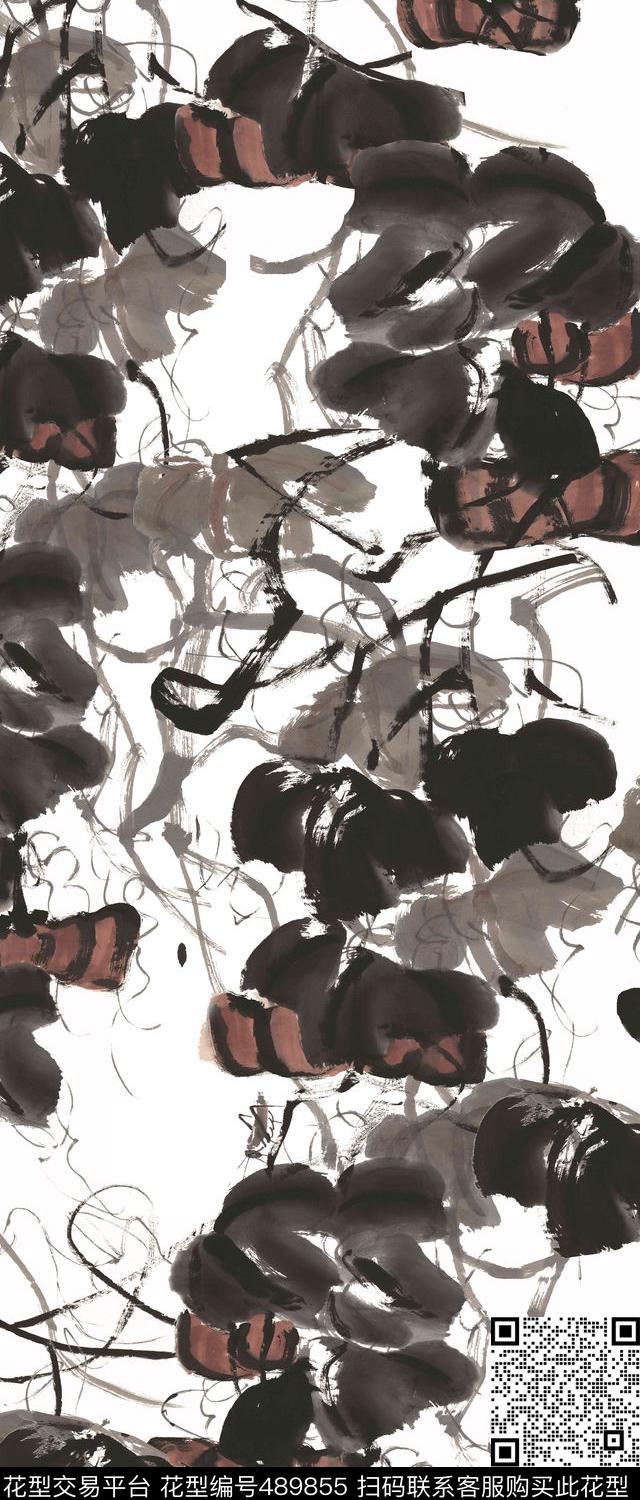 中国风水墨国画民族数码印花华亿平台下载（图片编号: 489855） - 瓦栏（Walan）