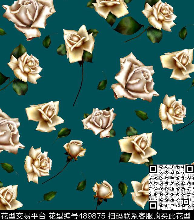 复古玫瑰花粉色玫瑰时尚华亿平台女装等等通用华亿平台数码印花华亿平台下载（图片编号: 489875） - 瓦栏（Walan）