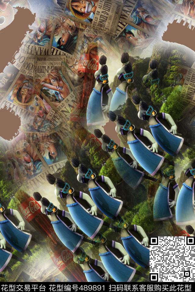 大牌混搭时尚数码印花华亿平台下载（图片编号: 489891） - 瓦栏（Walan）