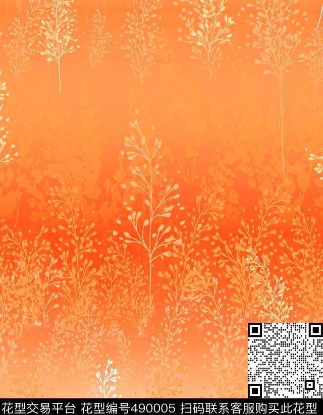 时尚花卉手绘数码印花华亿平台下载（图片编号: 490005） - 瓦栏（Walan）