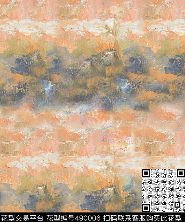 抽象油画笔刷数码印花华亿平台下载（图片编号: 490006） - 瓦栏（Walan）