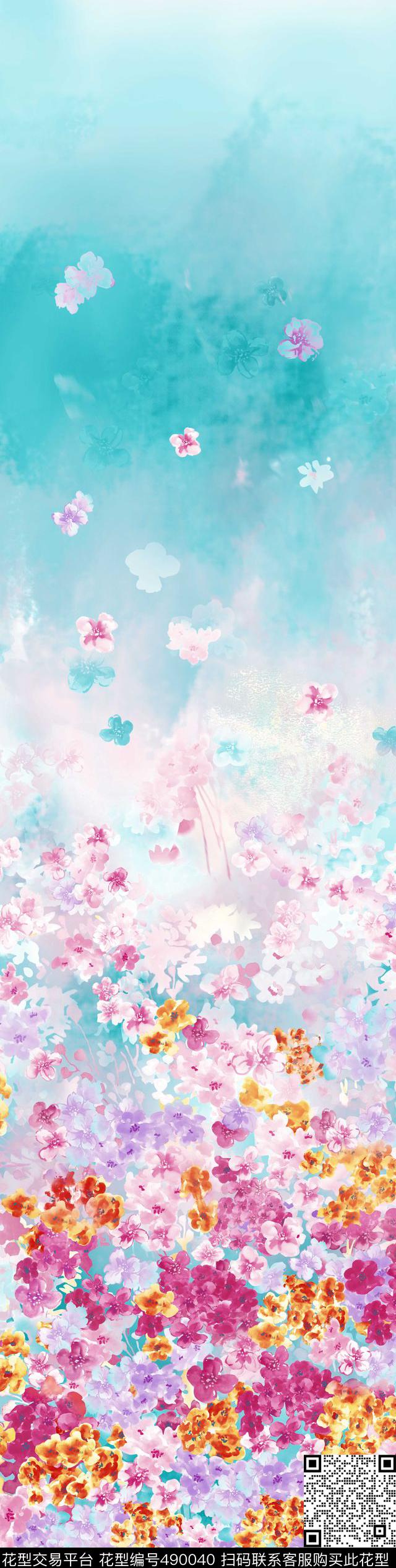 时尚花卉抽象数码印花华亿平台下载（图片编号: 490040） - 瓦栏（Walan）