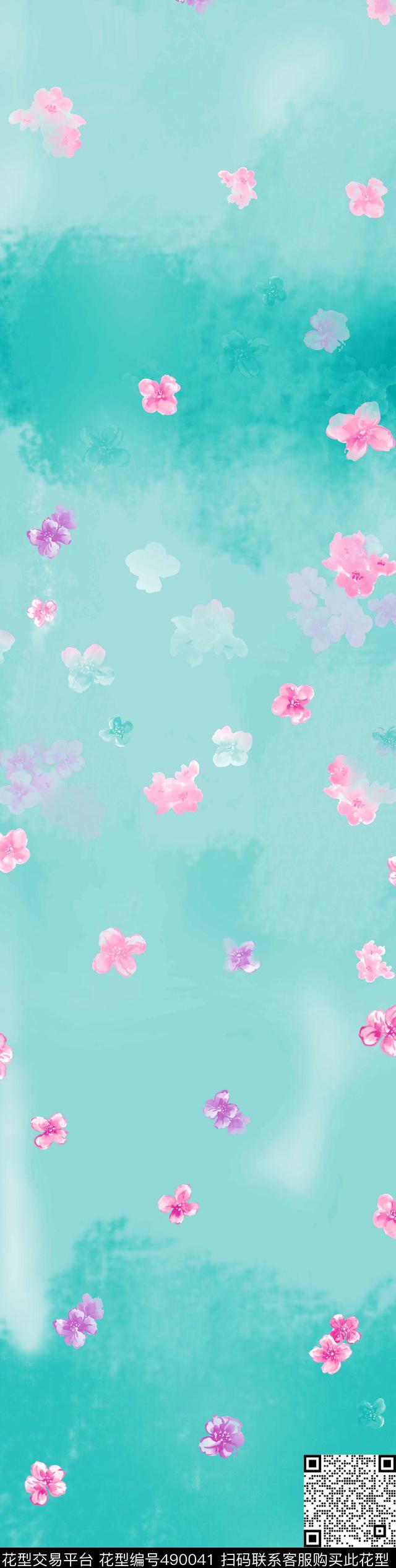 时尚花卉抽象数码印花华亿平台下载（图片编号: 490041） - 瓦栏（Walan）