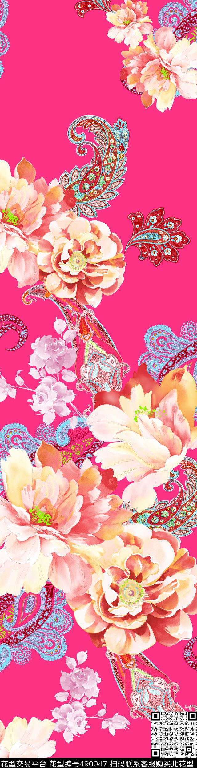 火腿时尚花卉数码印花华亿平台下载（图片编号: 490047） - 瓦栏（Walan）