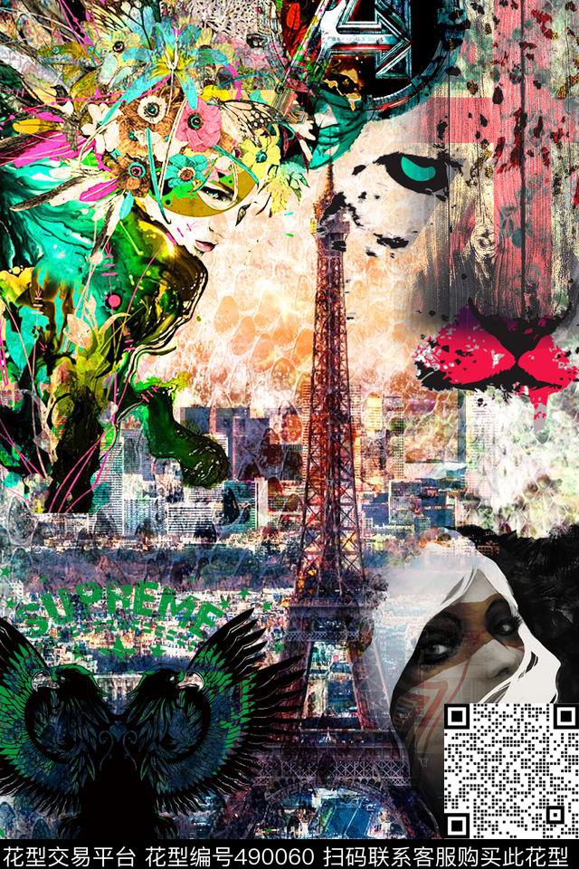 T恤豹子创意服装面料数码印花华亿平台下载（图片编号: 490060） - 瓦栏（Walan）