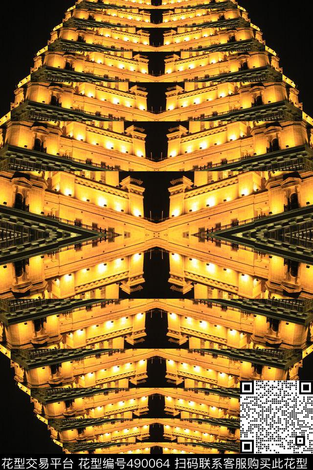 渐变建筑抽象数码印花华亿平台下载（图片编号: 490064） - 瓦栏（Walan）