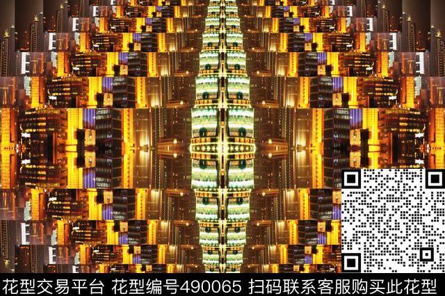 抽象建筑渐变数码印花华亿平台下载（图片编号: 490065） - 瓦栏（Walan）