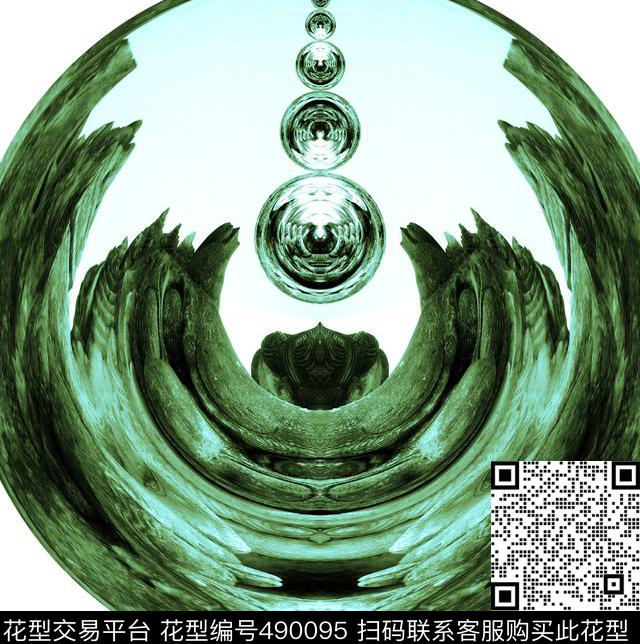 抽象明珠对称数码印花华亿平台下载（图片编号: 490095） - 瓦栏（Walan）