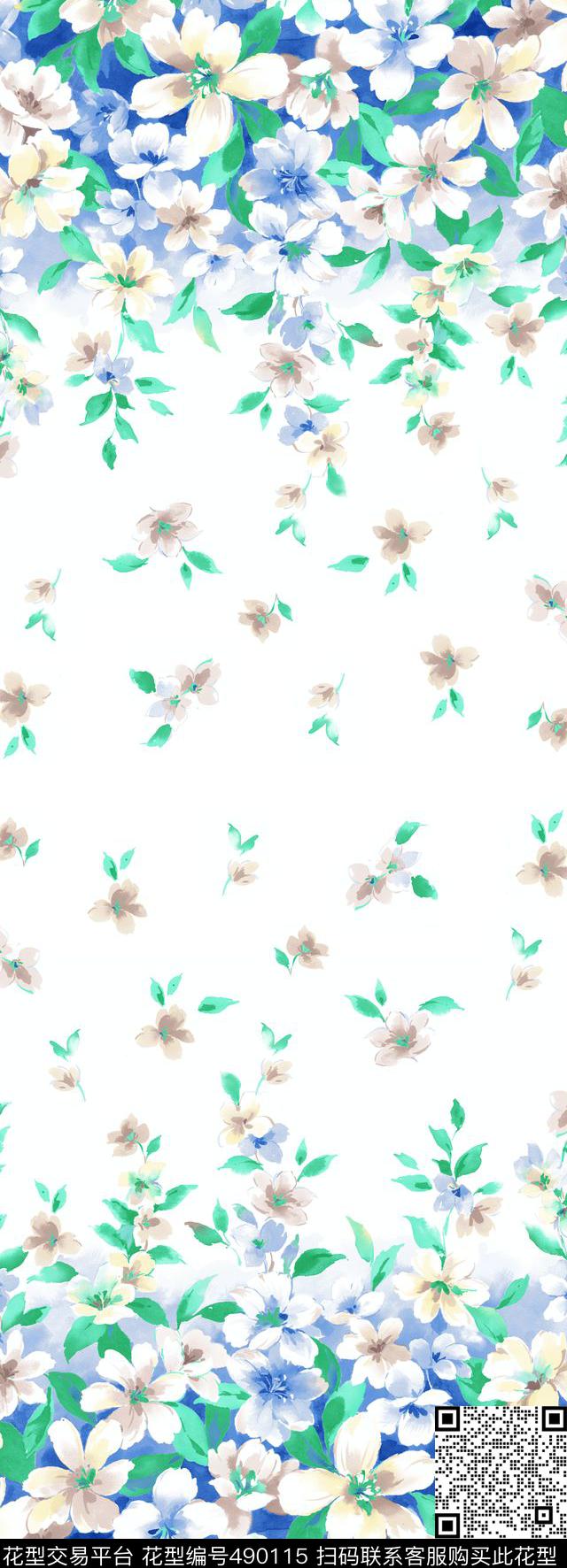 简约中国风大花数码印花华亿平台下载（图片编号: 490115） - 瓦栏（Walan）
