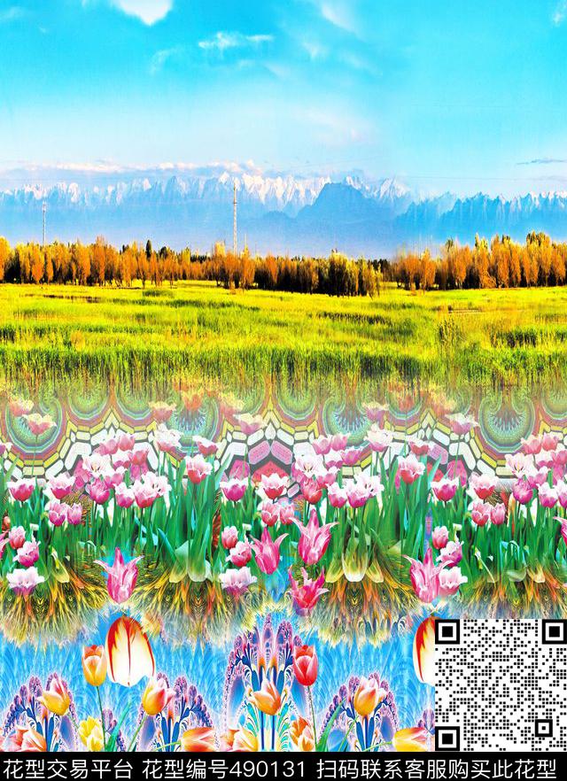 原创绘画优雅数码印花华亿平台下载（图片编号: 490131） - 瓦栏（Walan）