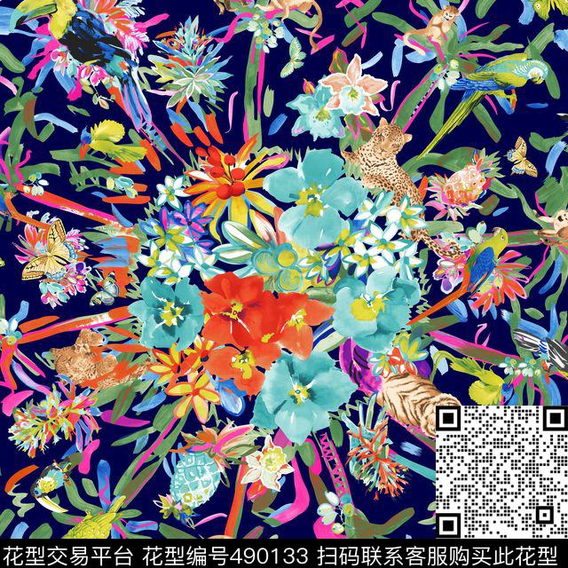 中国风简约动物数码印花华亿平台下载（图片编号: 490133） - 瓦栏（Walan）