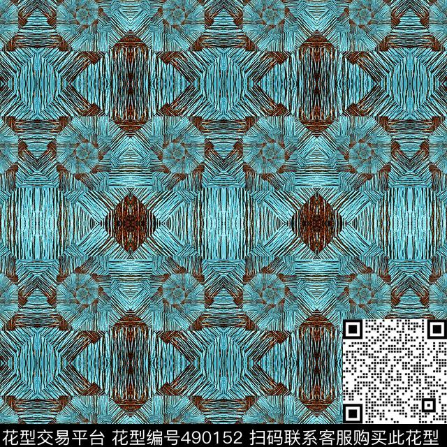 斑纹对称曲线数码印花华亿平台下载（图片编号: 490152） - 瓦栏（Walan）