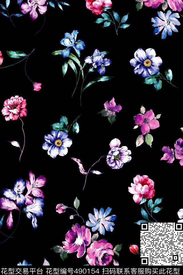 衬衫复古花卉数码印花华亿平台下载（图片编号: 490154） - 瓦栏（Walan）