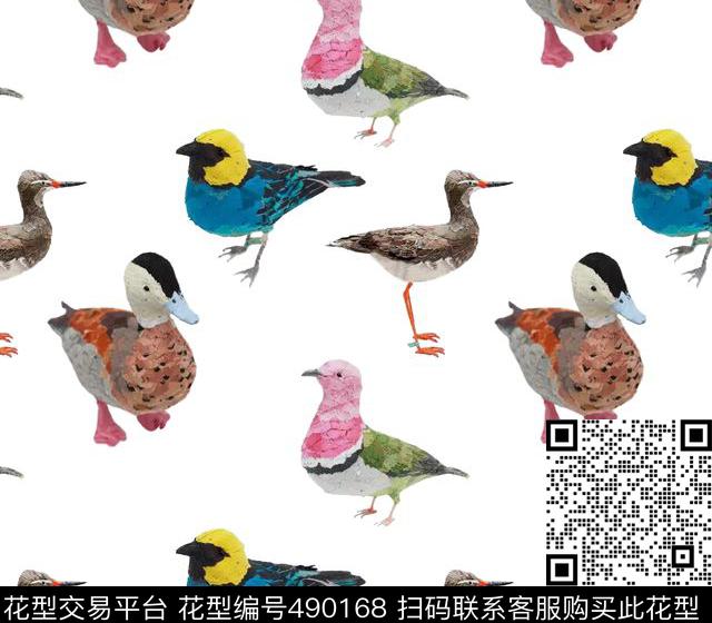 时尚复古小鸟数码印花华亿平台下载（图片编号: 490168） - 瓦栏（Walan）