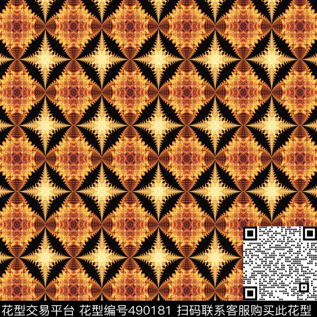 对称尖角十字形数码印花华亿平台下载（图片编号: 490181） - 瓦栏（Walan）