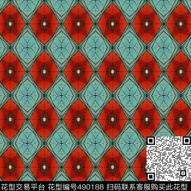 对称菱形线条数码印花华亿平台下载（图片编号: 490188） - 瓦栏（Walan）