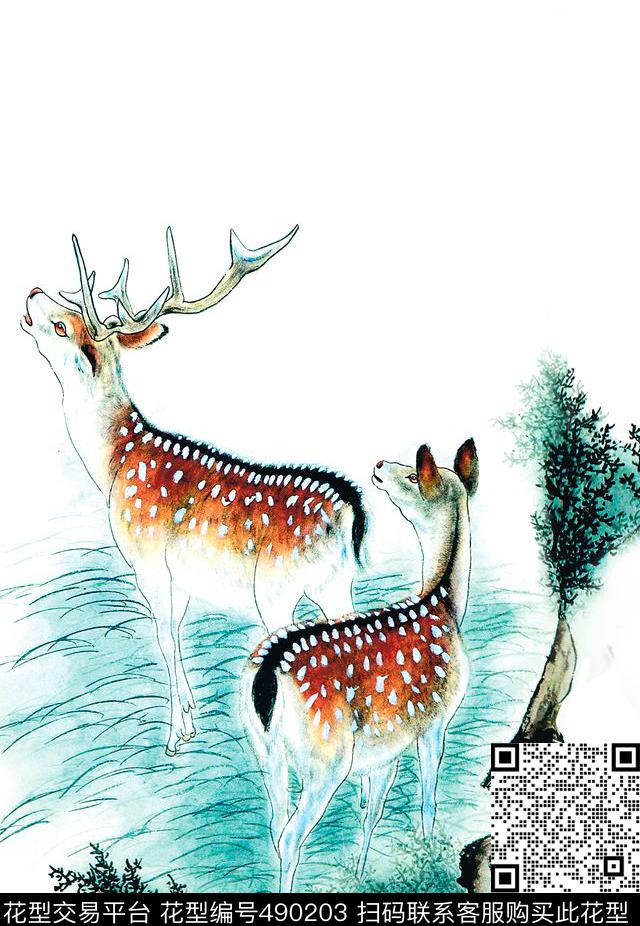 原创绘画动物数码印花华亿平台下载（图片编号: 490203） - 瓦栏（Walan）