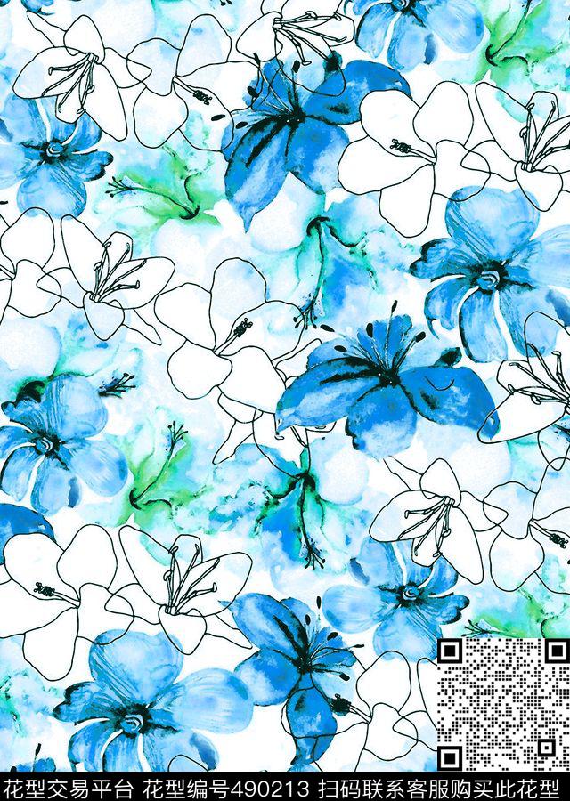 复古花卉女装数码印花华亿平台下载（图片编号: 490213） - 瓦栏（Walan）