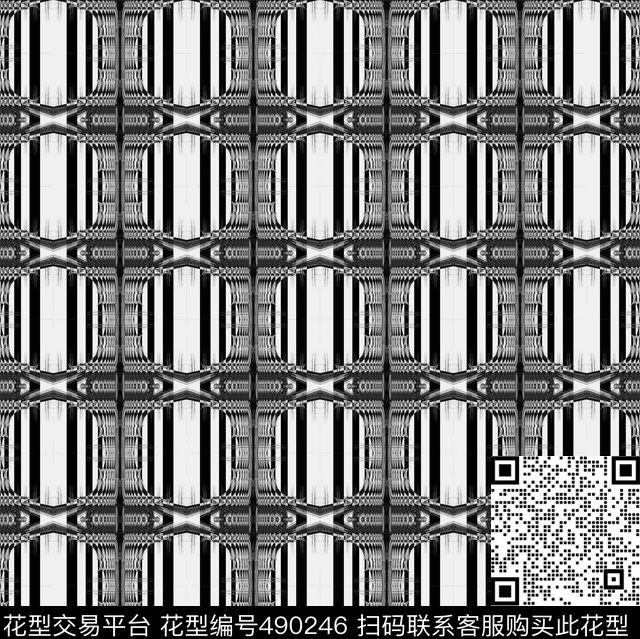 格子黑白渐变数码印花华亿平台下载（图片编号: 490246） - 瓦栏（Walan）