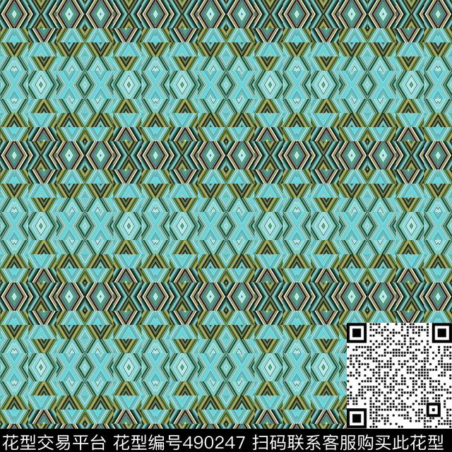 抽象格子蓝色数码印花华亿平台下载（图片编号: 490247） - 瓦栏（Walan）