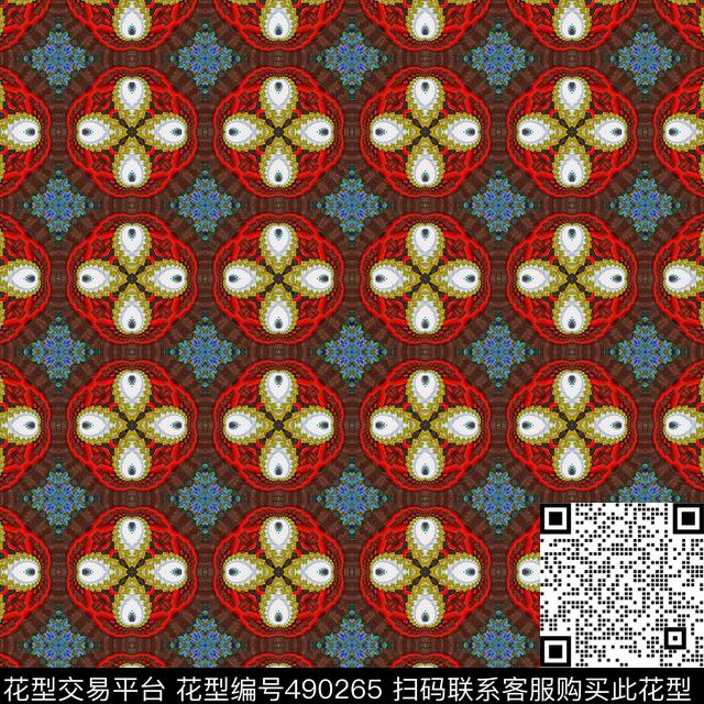 对称繁复渐变数码印花华亿平台下载（图片编号: 490265） - 瓦栏（Walan）