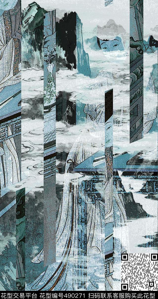 中国风古旧古画数码印花华亿平台下载（图片编号: 490271） - 瓦栏（Walan）